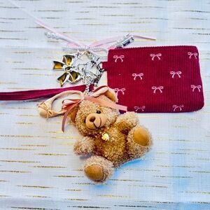 ✨HOST PICK! Madden Girl Wristlet | Bag Charm Keychain Set | Teddy Bear | NWT